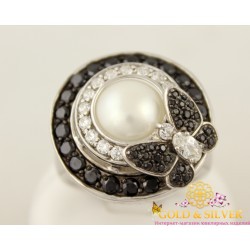 Серебряное кольцо с бабочкой в камнях кв976010с